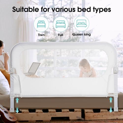 Baby Bed Rail Guard for Toddlers -46 Toddler Bed Rails for Twin, Full, Queen, King Bunk Size Bed Swing Down Bedrail Extral Tall Child Safety Side Railing Guards for Kids