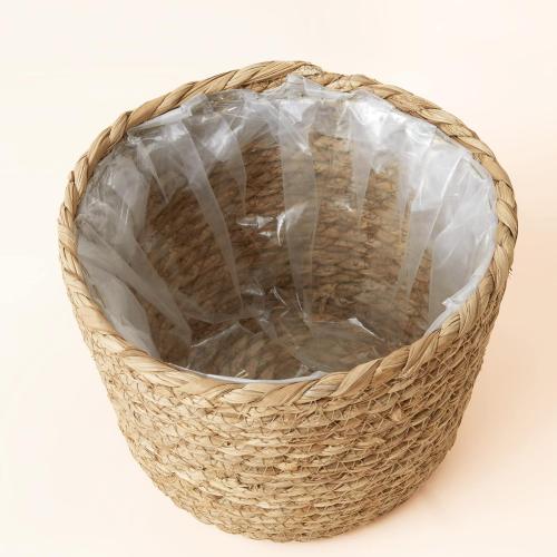 La Jolíe Muse Seagrass Planter Basket Indoor, Flower Pots Cover, Plant Containers, Natural, 3-Pack