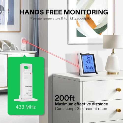 VIVOSUN Portable Greenhouse Heater with Adjustable Thermostat and Digital Thermometer and Hygrometer with 3 Remote Sensors, Indoor Outdoor Temperature and Humidity Monitor