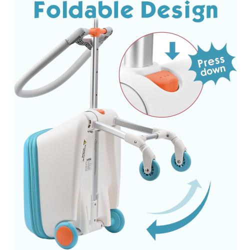 Color Pink Kids Ride-on Luggage with Spinner Wheels Suitcase, Kid's Ride-On Suitcase Help Your Child Relax, Carry On Trolley Luggage