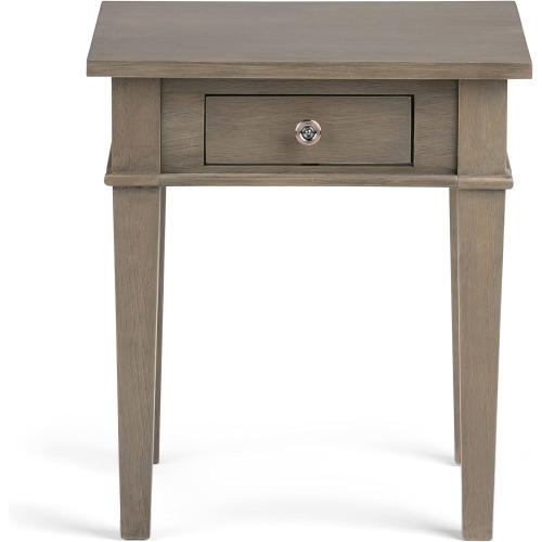 SIMPLIHOME Carlton SOLID WOOD 18 inch Wide Square Transitional End Side Table in Farmhouse Grey for the Living Room and Bedroom