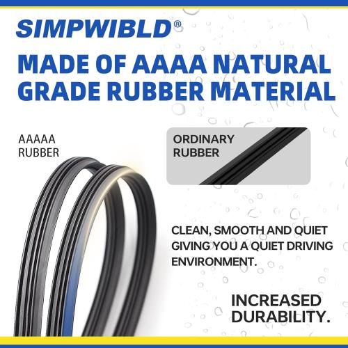 SIMPWIBLD OEM Quality 26 inch   21 inch SIMPWIBLD Premium All Season Automotive Front Windshield Natural Rubber J-Hook Wiper Blades (2 Pack)