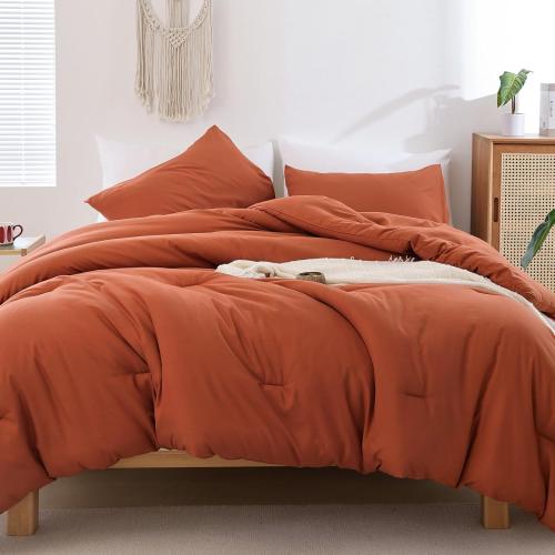 Queen Comforter Set Burnt Orange 68x88