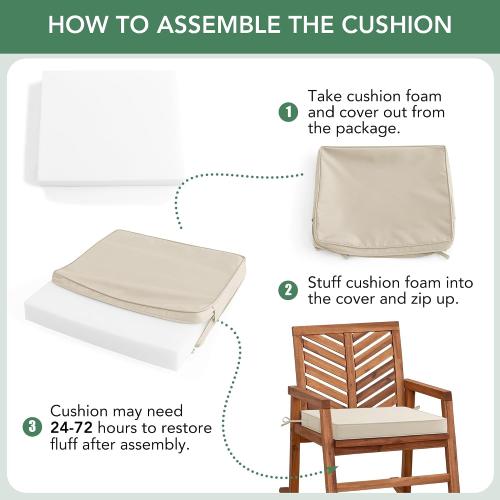 Outdoor Chair Cushions Set of 4: Waterproof & Fade Resistant Seat Cushion for Patio Furniture - 18.5 x 16 x 2 Inch Chair Pads with Ties and Hidden Zipper - Patio Chair Cushion Replacement, Cream 4 pc .