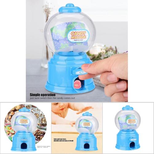 M&M Dispenser Candy Dispenser, Candy Machine Plastic, Mini Twisting Box Gumballs Dispenser Kids Piggy Bank Blue Children Kindergarten GiftBlue