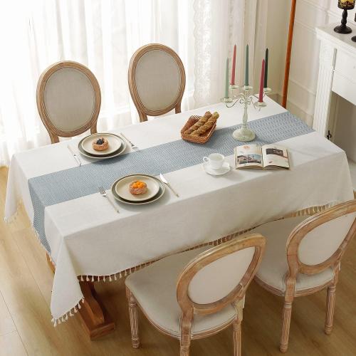 Laolitou Rustic Tablecloth Cotton Linen Waterproof Tablecloths Burlap Table Cloths for Kitchen Dining Cloth Table Cloth for Rectangle Tables Coffee Lines Rectangle,55''x70'',4-6 Seats
