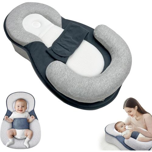 Baby Lounger Pillow for Infant Support Cushion Reflux Breastfeeding Pillow, Bottle Feeding, Tummy Time, Adjustable Baby Wedge Lounger Pillow for Reducing Spit-Up