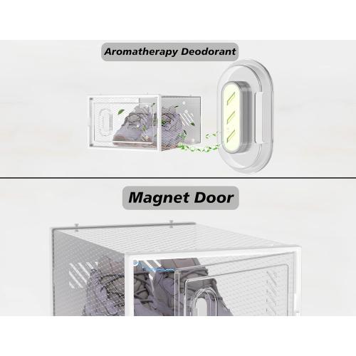 Shoe Storage, 12 Pack Shoe Organizer for Closet, Shoe Boxes Clear Plastic Stackable Shoe Containers with Lids for Size 10