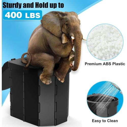 PAHTTO Portable Camping Toilet, Folding Toilet for Adults with Lid and Retractable Toilet Paper Holder, Waterproof Porta Potty with Carry Bag and Disposible Liners