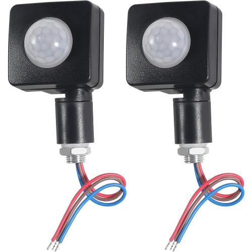 2PCS Human Body Infrared Sensor Adjustable PIR Motion Sensor Detector Outdoor Indoor Infrared Light Switch with LED Light Sensitive AC 85-265V Time Delay Home Lighting