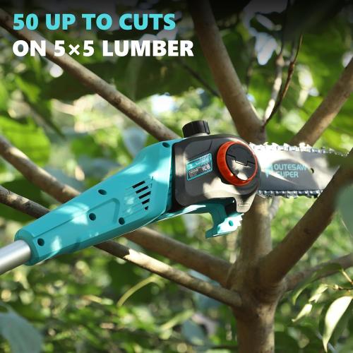 8-Inch Cordless Pole Saws 20V Electric Pole Saw | Tree Trimming Pole Chainsaw with 2.0Ah Battery & Charger 9.5 Ft MAX Reach Pole Chainsaw for Branch Cutting