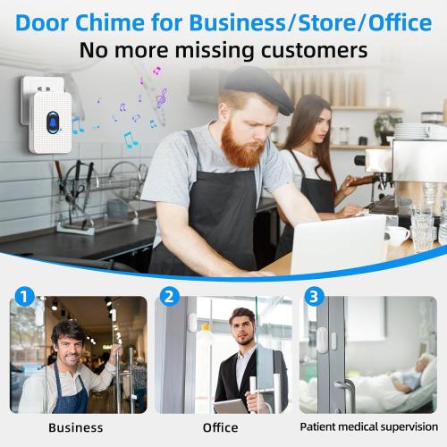 Daytech Wireless Door Sensor Chime - 800ft Range, 20 Chimes, 5 Adjustable Volume, Mute Mode, LED Indicator, Door Open Alert for Business/Home