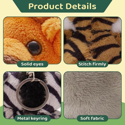 Tezituor 6-Pack Small Stuffed Animals Bulk Plush Toys, 6 Mini Cute Stuffed Animal Keychains for Kids, Mini Plushies Bulk Stuffed Animals for Christmas, Easter, Birthday, Party and Decor