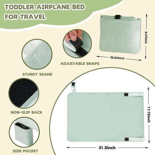 Toddler Airplane Bed, Airplane Seat Extender for Kids, Baby Travel Essentials, Green