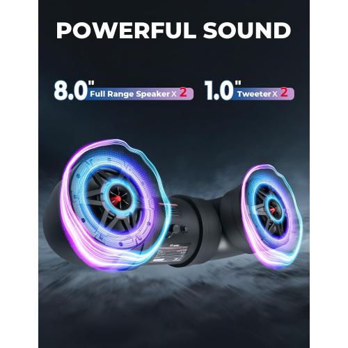 KEMIMOTO ATV Speaker 8 Inch Wireless Audio Streaming ATV UTV Sound Bar | w/ 20 RGB Light Modes, 2X Full Range Speakers 2X Tweeters Boat Sound System Compatible with Polaris Sportman Fourtrax Can Am