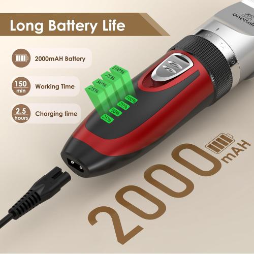oneisall C6 Cat Clippers for Grooming, Low Noise Cat Grooming Kit, Cordless Dog Clippers Hair Trimmer, Red