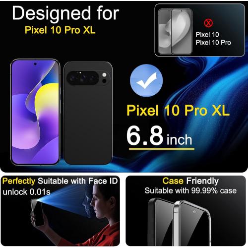 Ferilinso [Auto Dust Install] 3 Pack Privacy Screen Protector for Google Pixel 10 Pro XL, Tempered Glass Phone Case Friendly Accessories, Protector de Pantalla for Google Pixel 10 Pro XL