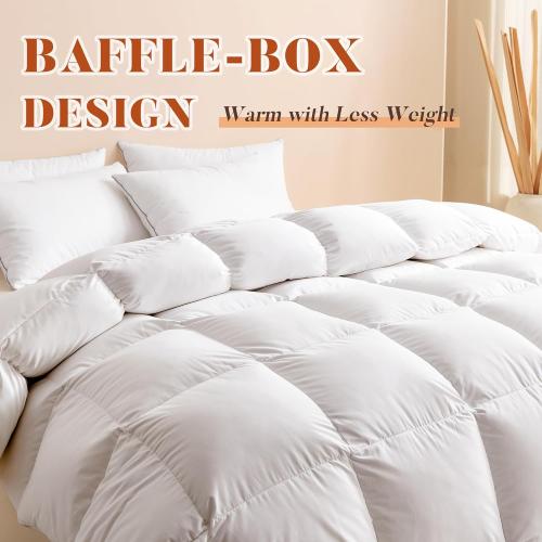 Cosybay Cali King Size Feather Down Fiber Comforter Ultra Fluffy Duvet Insert, All Season White Cotton Cover Luxury Hotel Bed Comforter with Corner Tabs, 104 x 96 Inch