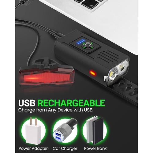 Victoper Bike Light, High Lumens Super Bright Bicycle Lite, 6 4 Modes USB Rechargeable Bike Headlight & Taillight Set, Waterproof Safety Bike Front & Rearlight for Road, Mountain, Night Riding