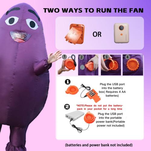 Grimace Costume Purple Grimace Inflatable Costume Suit for Adults and Kids - Perfect for Parties and Halloween