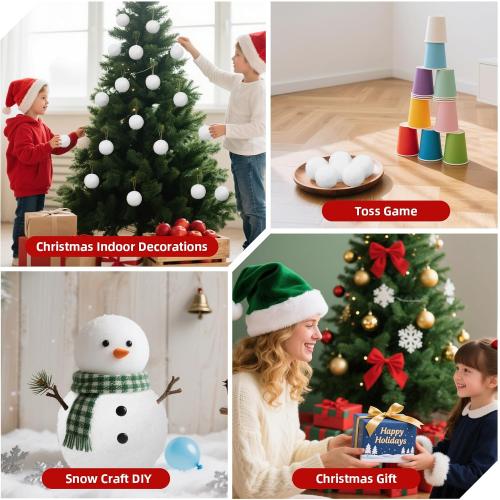 Supoice 80 Pack Snowballs Indoor 2 Inch Large Snow Fight Balls Christmas & Winter Holiday Realistic Fake Snow Toys for Indoor, Outdoor Snow Fight, Toss Game