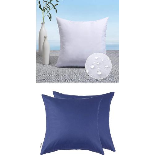MIULEE Pack of 2 Decorative Outdoor Waterproof Pillow Covers 18x18 Inch Navy Blue Bundle Pack of 1 18x18 Outdoor Pillow Insert