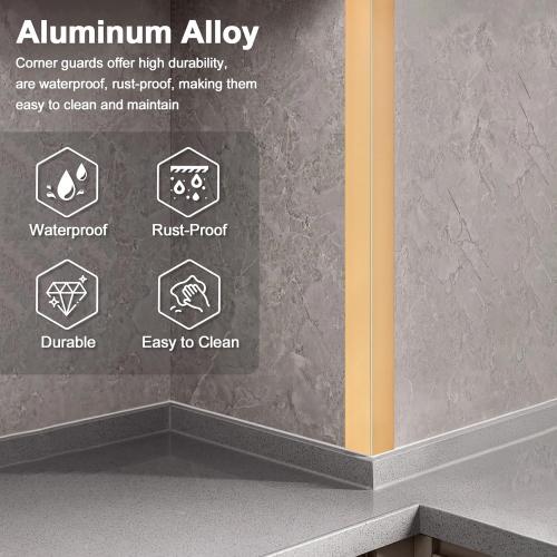 4PCS 45 Aluminum Metal Corner Protectors, Self Adhesive Corner Guards, Metal Wall Edge Protector Strip, Furniture Corner Protectors, Wall Cabinet Baseboard Decoration 45 x 2 (Copper Gold)