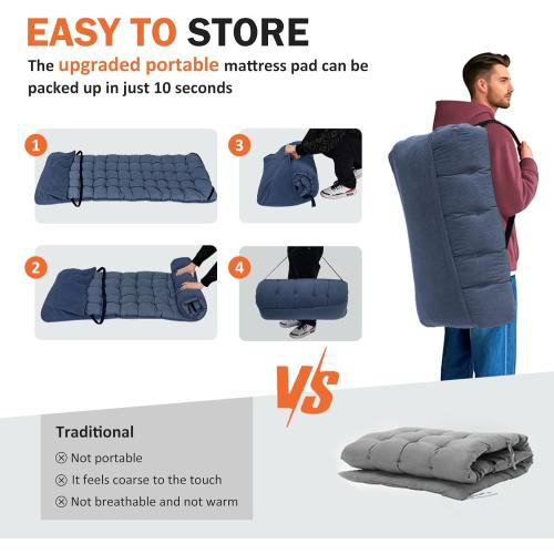 ATORPOK Camping Cot for Adults with Cushion Comfortable, Portable Folding Bed for Sleeping Supports 450 lbs (Blue)