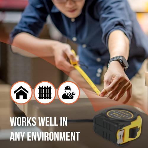 Lichamp 27FT/8M SAE and Metric Tape Measure 6 Pack, Retractable and Easy Read Measuring Tape Bulk Set, Min 1/8 inch Fraction and 1mm Scale