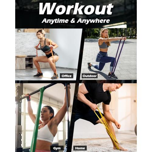 Zacro Resistance Bands, 6 Resistance Levels Pull Up Assistance Bands, Exercise Bands for Men&Women, Heavy Duty Resistance Band Set with Door Anchor, for Working Out, Muscle Training, Physical Therapy