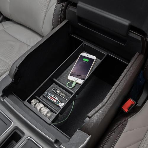 PIMCAR Center Console Organizer for Ford F150 2021 2022 2023, F150 lightning 2022 2023 Armrest Storage Box Accessories ABS Plastic (Work Great with The Factory Tray)-One Tray