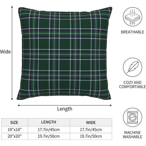 Christmas Throw Pillow Covers 18x18 Inch Set of 2 Scottish Tartan Plaid Square Pillow Cases Farmhouse Classic Outdoor Pillowcase Decorative Cushion Cover for Couch Sofa