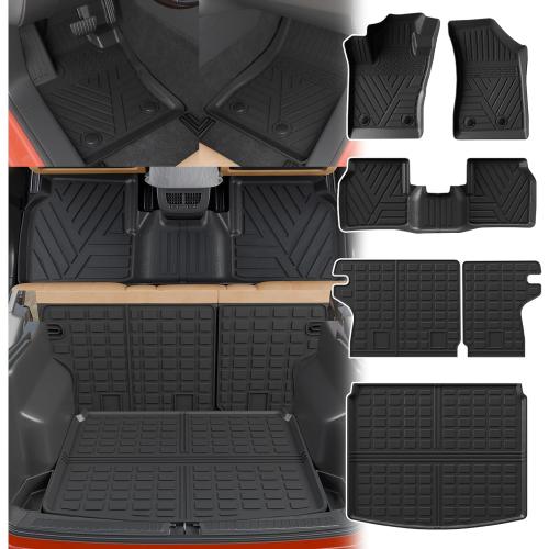 Floor Mats Compatible with 2017-2025 2026 Jeep Compass Trunk Mat Cargo Liner Cargo Mat TPE All Weather Back Seat Cover Protector 2024 Compass Accessories (Trunk Mat Backrest Mats Floor Mats)