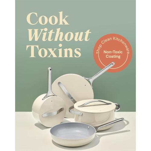 Caraway Non-stick Ceramic Cookware Set (12 Piece) Pots, Pans, Lids and Kitchen Storage - PFAS & PFOA Free - Oven Safe Pan Set & Compatible with All Stovetops - Black