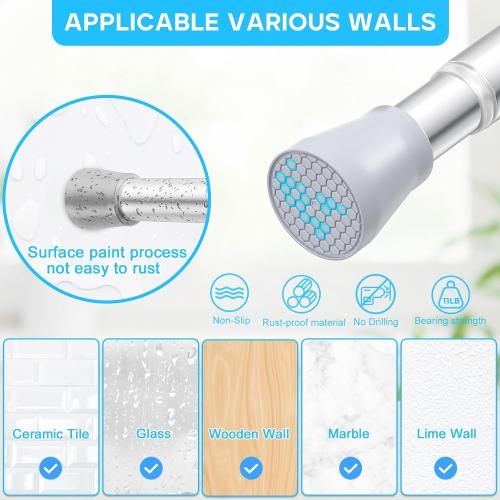 Silver Tension Curtain Rod for Windows 28 to 48 Inch