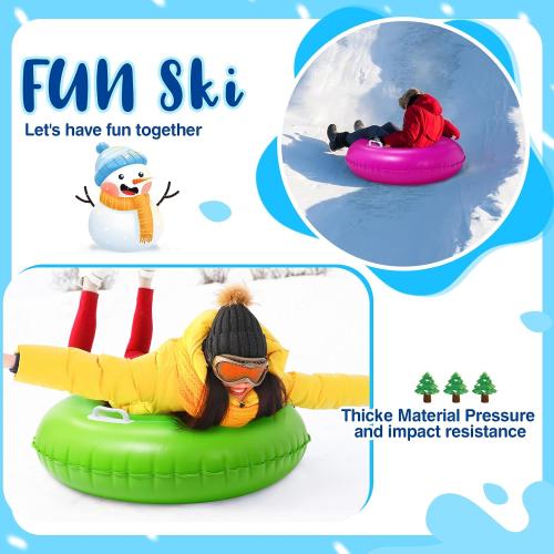 Shappy 2 Pack 36'' 40'' 47'' Snow Tube Inflatable Snow Sleds Heavy Duty Sleds Adults for Winter Outdoor Sports Toboggan with Handles Thickened Bottom