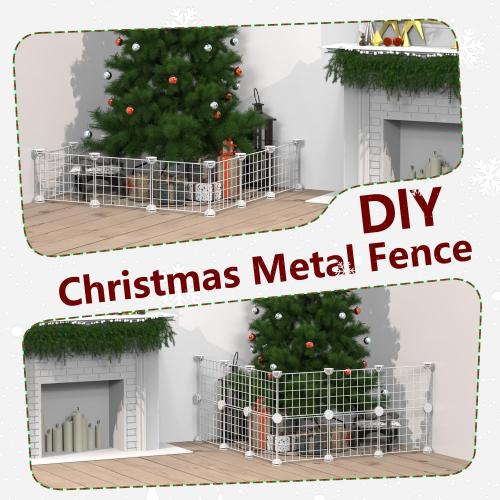 30 * 40cm/ 12 * 16Inch White Christmas Tree Fence, Christmas Picket Around Tree, Fence Barrier for Dogs Cats Puppy Pets, 12Pieces