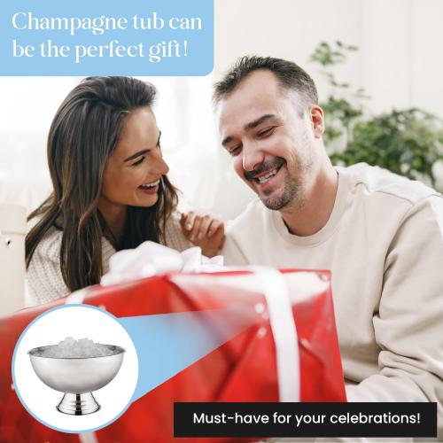 Premium 12L Large Ice Bucket for Parties – 16x16x10 Silver Stainless Steel Beverage Tub with Scoop – Insulated Ice Bucket for Cocktail Bar, Beers & Champagnes – 1.77kg Drink Bucket for Celebrations