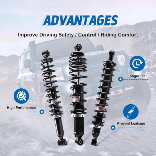 KLV Front Monotube Shock Absorbers for Polaris Ranger 7043394, 2pcs | Fits 2009-2016 Ranger 500/700/800/900 & Crew/4x4/6x6/Diesel; Monotube gas-charged; heavy-duty
