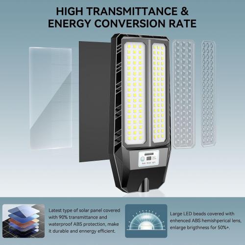 VOOJOY 5000W Solar Street Lights Outdoor, 7000K Solar Light Outdoor, 2 Pack
