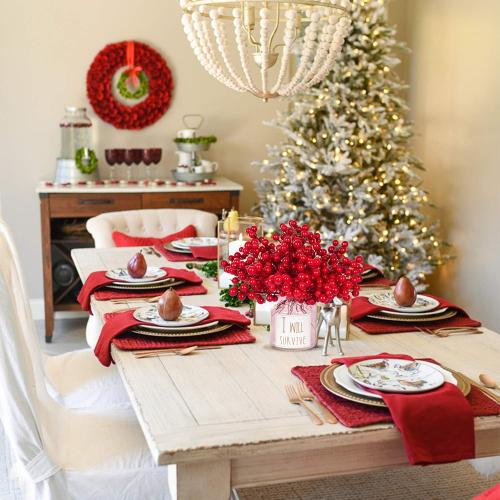 Lvydec Artificial Red Berry Picks - Christmas Holly Berry Branches Red Berry Stems for Holiday Home Decor and Crafts