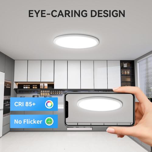 4 Pack 4700lm Super Slim 16 inch LED Ceiling Light, 5000K for Bedroom, Living Room, Dining Room (White, Four Pack)