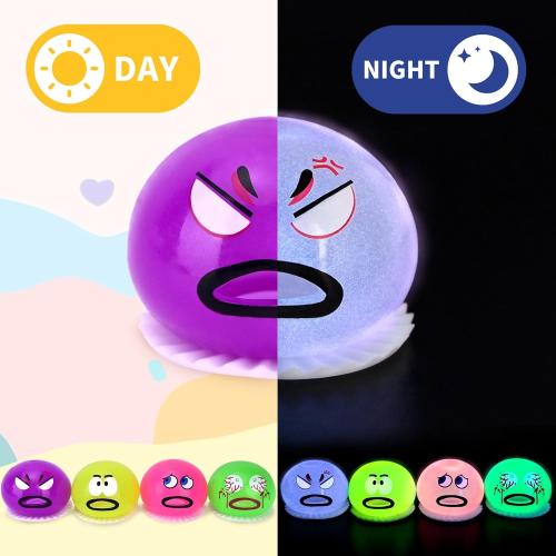 4 Pack Puking and Sucking Slime Ball Fidget Toy, Glow in The Dark Vomiting Stress Balls, Hilarious and Gross Prank Toys Gag Gift, Novelty Sensory Squeeze Toy for Kids Adults