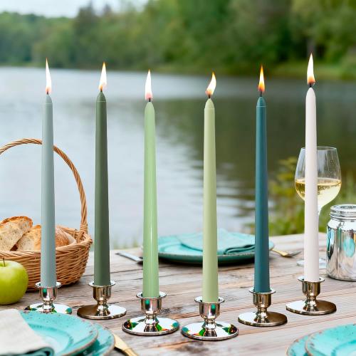 6Pcs Taper Candles Green Set,10 Inch Gradient Color Green Candle Sticks,Unscented Dripless Taper Candlesticks for Romantic Natural Themed Wedding Party Kitchen Home Dining Spring Decor