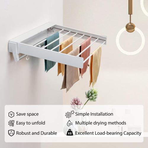 Color Black Wall Mounted Drying Rack, Aluminum Collapsible, 88 lbs Capacity, Foldable Laundry Rack for Drying Clothes