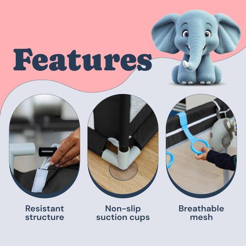 TODALE Baby Playpen for Toddler, Large Baby Playard, Indoor & Outdoor Kids Activity Center with Anti-Slip Base, Sturdy Safety Play Yard with Soft Breathable Mesh, Playpen for Babies(Black,50”×50”)