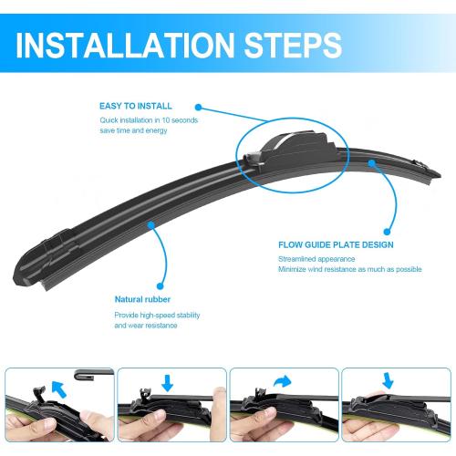 CJPPPZIW® Windshield Wipers-26 24 16 Replacement for 2019 2020 2021 2022 2023 Honda Passport OEM Quality Premium All-Season Front Rear Wiper Blades (Pack of 3)