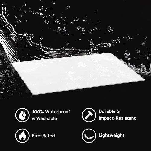 10Pack White Smooth Drop Ceiling Tiles Waterproof High-Grade PVC Ceiling Tiles Fire-Rated - Easy Drop-in Installation - Case of 10