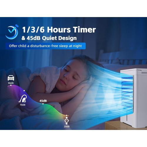 Portable Air Conditioners, Evaporative Air Cooler with 3 Wind Speeds 3 Timers Touch Screen Small Desktop Cooling Fan, Personal Mini Air Cooler for Home Room Camping Car Office