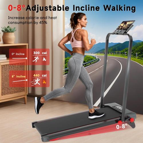 Walking Pad Treadmill with Incline and Handle Bar, 7.5MPH Under Desk Foldable Treadmill for Home Office with Remote Control